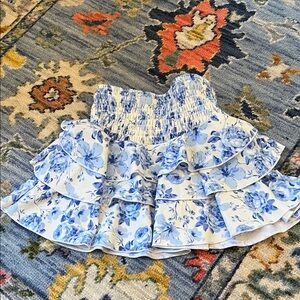 Blue Floral Ruffle Skirt for Kids